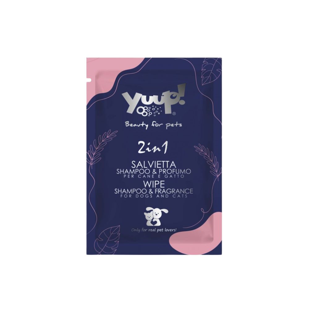 Yuup Salvietta Monouso Shampoo e Profumo 2in1 per Cani e Gatti