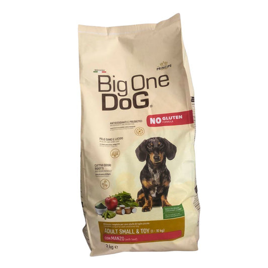 Big One Dog Manzo 2kg Crocchette Cani Adulti Small e Toy No Gluten
