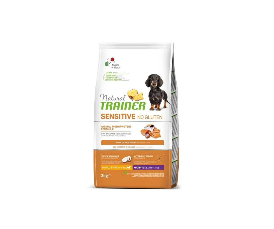 Trainer Sensitive Mature Salmone 2Kg Small e Toy Crocchette Cani Anziani - Animaliapet