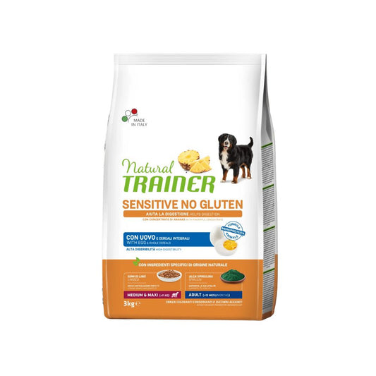 Trainer Sensitive Uovo 3kg No Gluten Medium Maxi Adult Crocchette Cani
