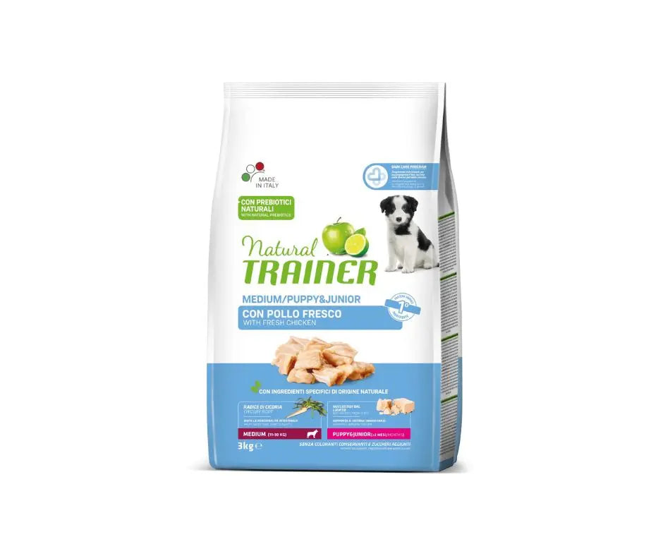 Trainer Natural Pollo 3Kg Crocchette Cani Medium Puppy e Junior Natural Trainer