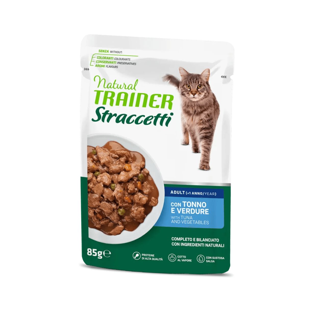 Trainer Natural Straccetti Tonno e Verdure 85g Bustina Gatti Adulti