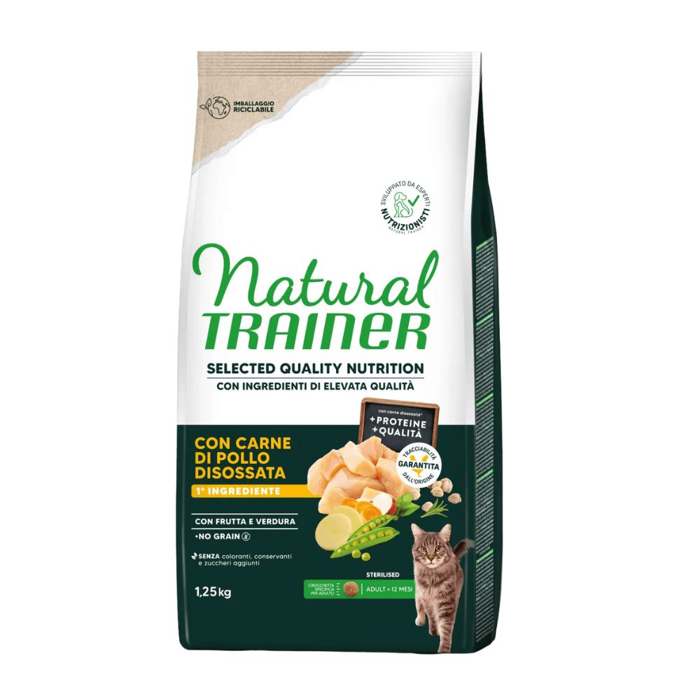 Trainer Natural Selected Quality Nutrition Pollo 1,25kg Crocchette Gatti Sterilizzati Adult