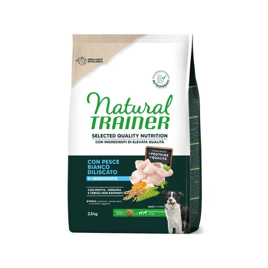 Trainer Natural Selected Quality Nutrition Pesce Bianco 2,5kg Crocchette Cani M/M Adult