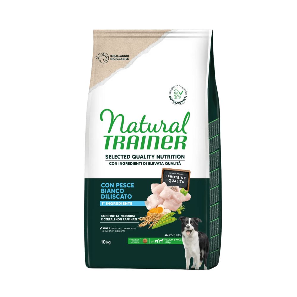 Trainer Natural Selected Quality Nutrition Pesce Bianco 10kg Crocchette Cani M/M Adult