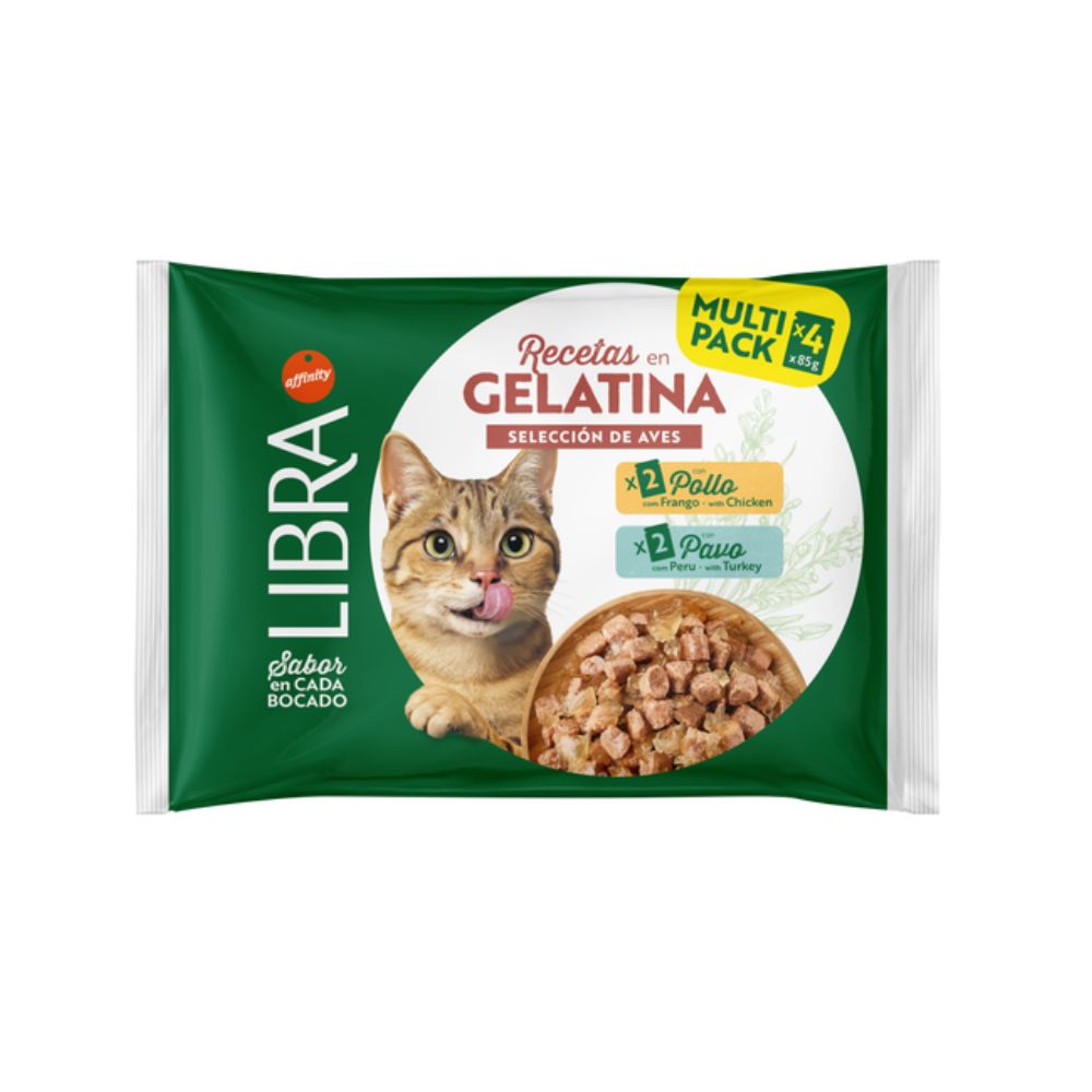 Libra Cat Bocconcini Pollo e Tacchino in Jelly 4x85g Multipack Bustine Gatti Adulti