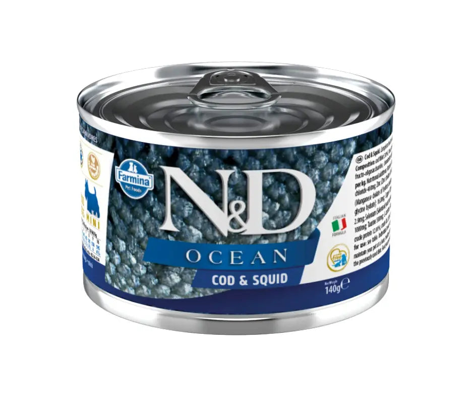 Farmina N&D Ocean Merluzzo e Calamari 140g Lattina Cani Mini Adult Farmina