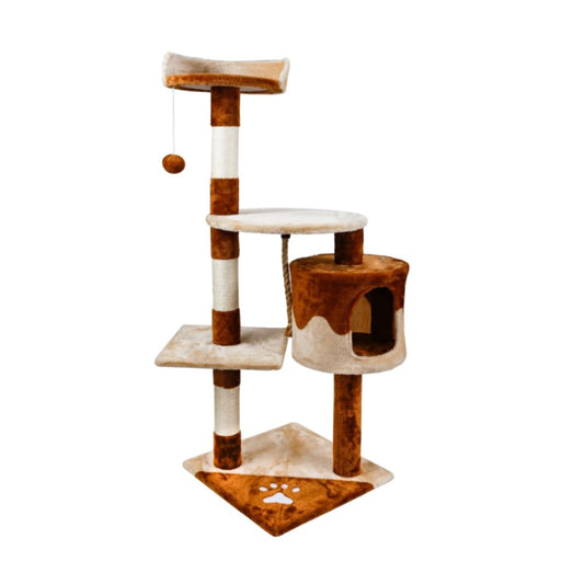 Nobleza Tiragraffi Albero Beige e Marrone Gioco per Gatti 60x56,5xh111,5cm
