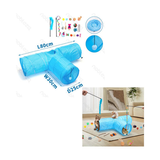 Nobleza Tunnel per gatti con set di giochi Gioco per Gatti Colore Blu