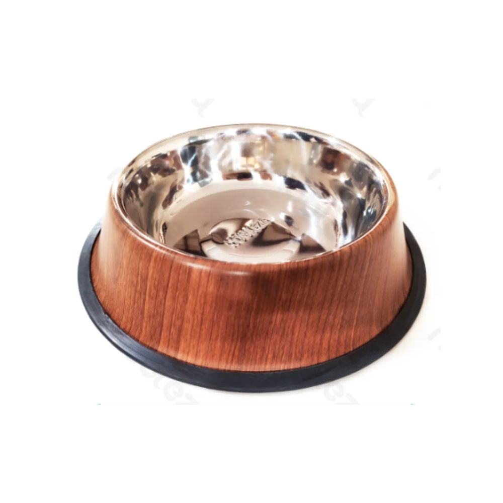 Nobleza Ciotola Simil Legno Antiscivolo in Acciaio Inox 450ml/ø 21cm per Cani