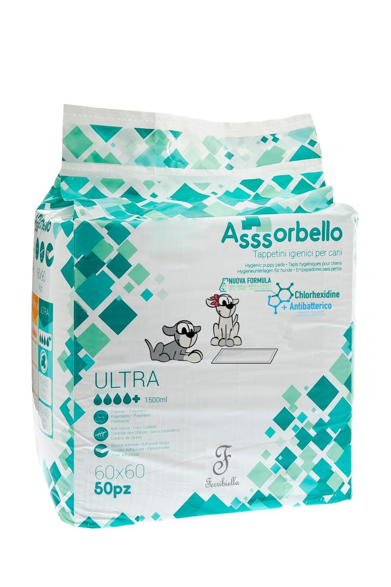 Ferribiella Assorbello Clorexidina Ultra+ Tappetini Igienici Per Cani 60x60 50pz