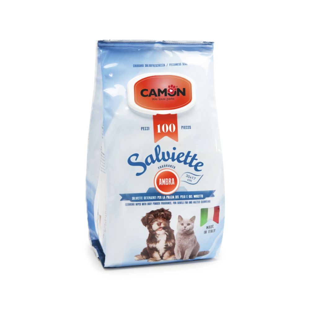 Camon Salviette Detergenti Ambra 100pz Cani e Gatti