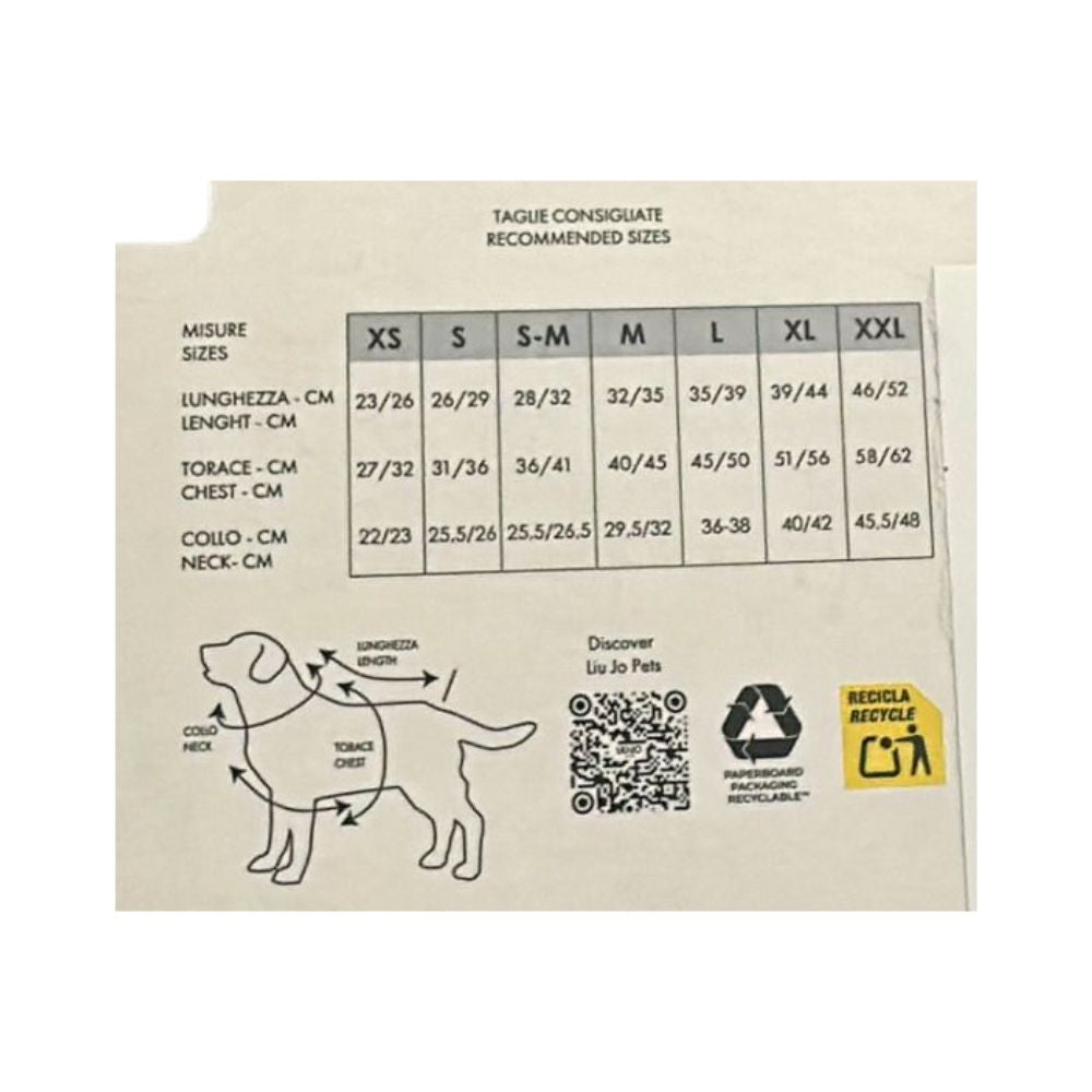 Liu Jo Piumino con Pettorina Integrata Colore Nero per Cani TG.XXL 46/52cm