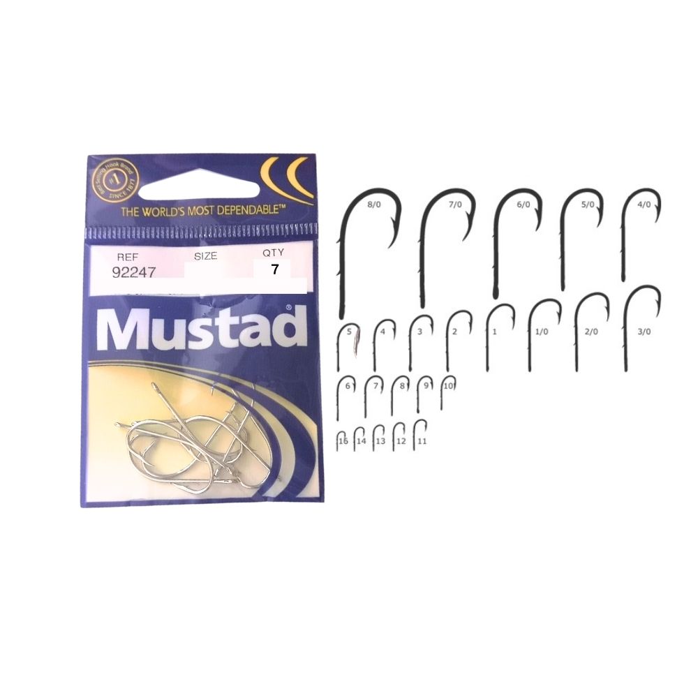 Mustad 92247 Taglia 2/0 7Pezzi Ami per la Pesca