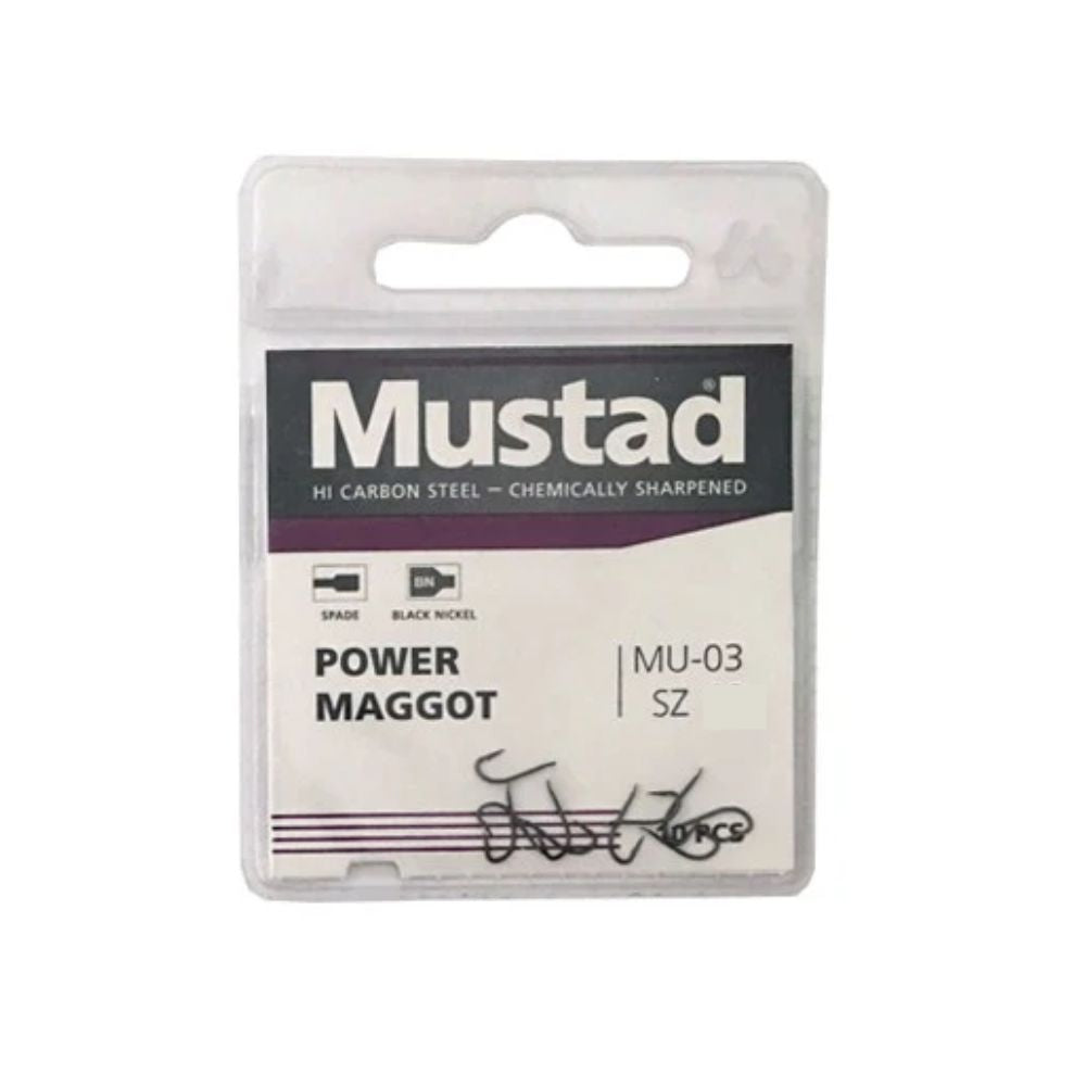 Mustad Power Maggot MU03 Taglia 16 10Pezzi Ami per la Pesca
