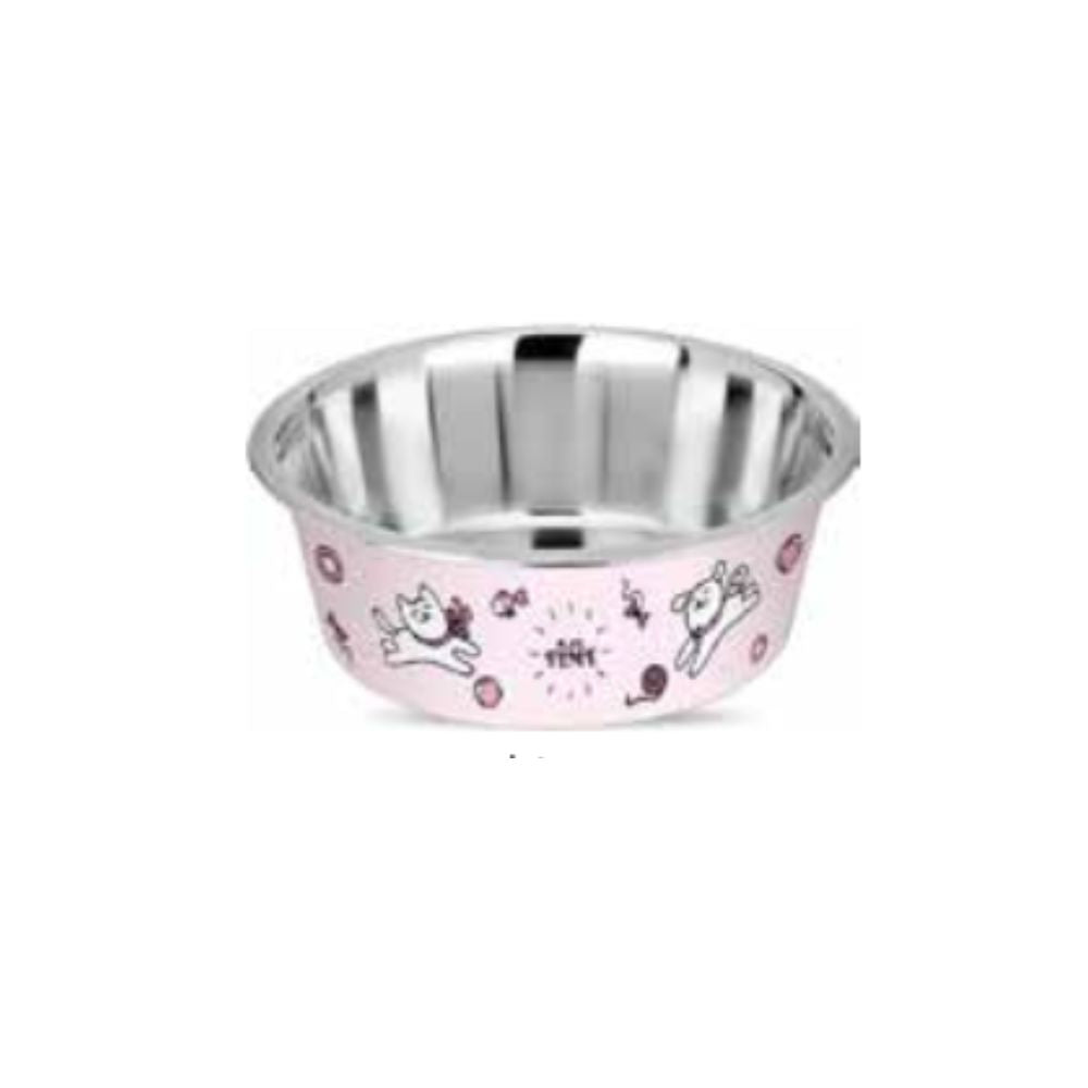 Colley Ciotola in Acciaio Play Time Rosa 1200ml per Cani e Gatti