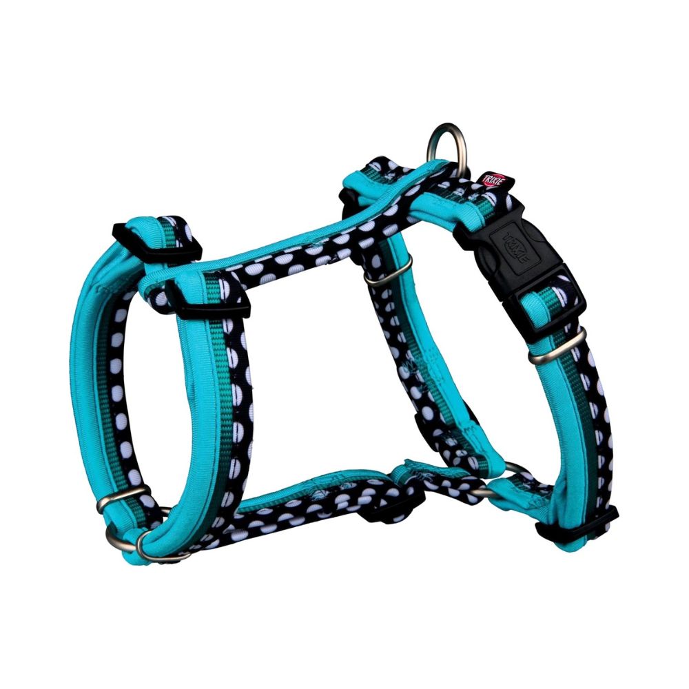 Trixie Pettorina Freshline Spot Turchese/Nero Pois M-L 50-75cm/25mm