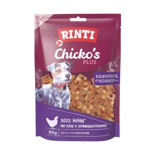 Rinti Chicko's Plus Pollo Formaggio e Prosciutto Snack per Cani 80g