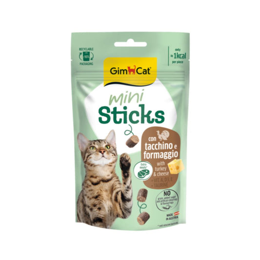 Gimcat Mini Sticks con Tacchino e Formaggio 50g Snack per Gatti