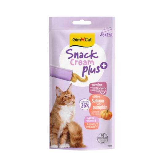 Gimborn GimCat Cream Plus Senior Salmone e Zucca 6x15g Snack per Gatti Anziani