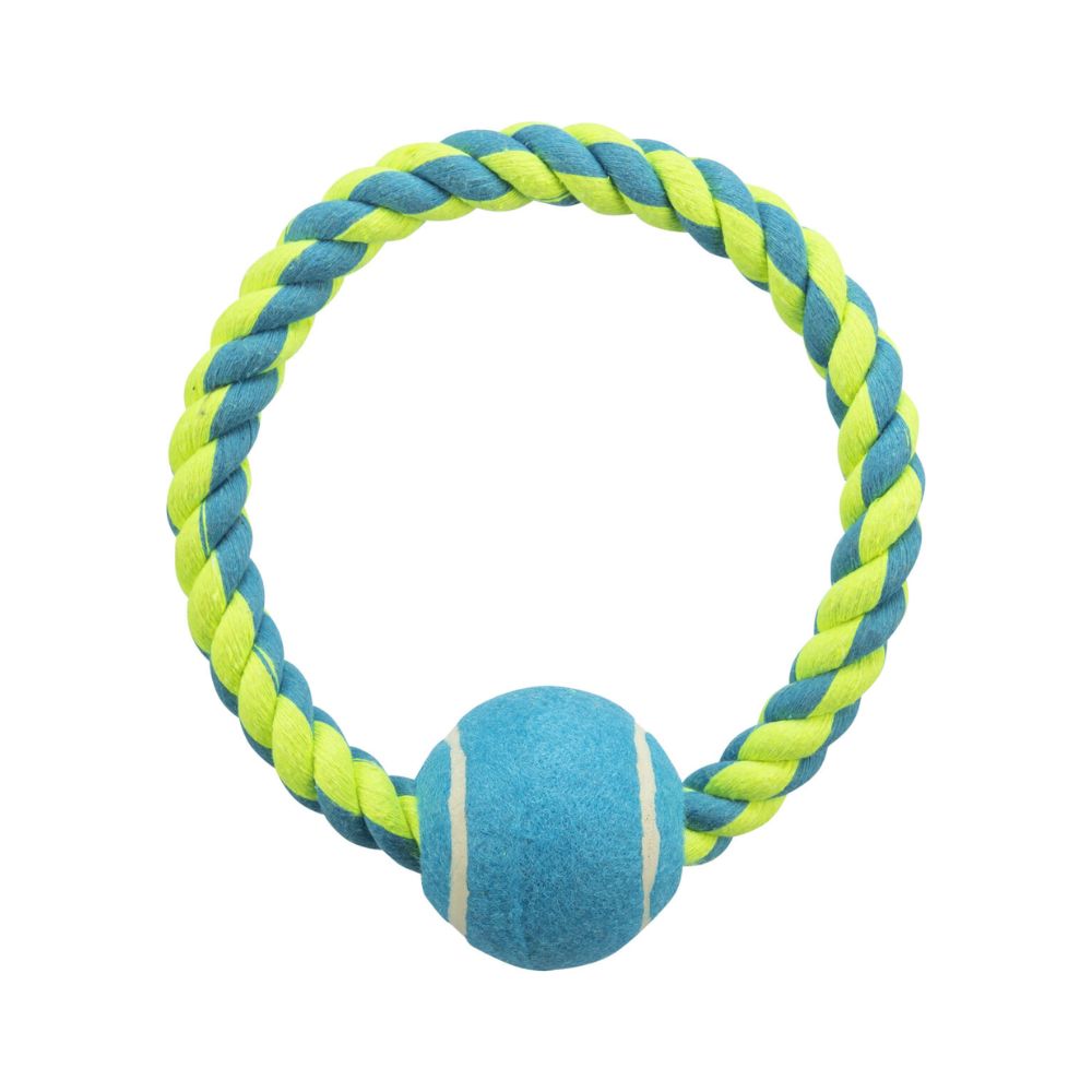 Trixie Anello in corda con palla da tennis Gioco per cani 18cm