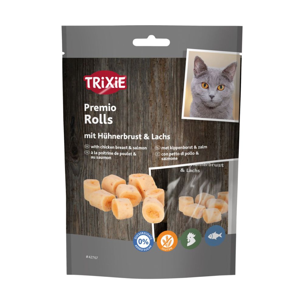 Trixie Premio Rolls con petto di pollo e salmone Snack Gatti 50g