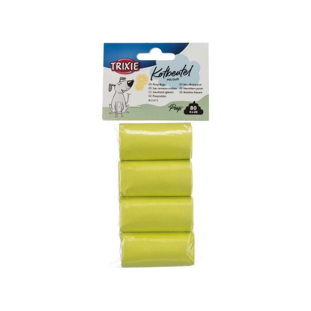 Trixie Sacchetti Igienici Profumati a Limone 4 Rotoli da 20 Sacchetti per Cani