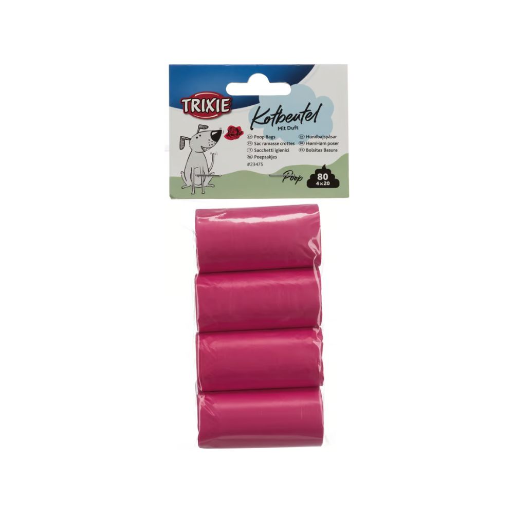 Trixie Sacchetti Igienici Profumati a Rosa 4 Rotoli da 20 Sacchetti per Cani
