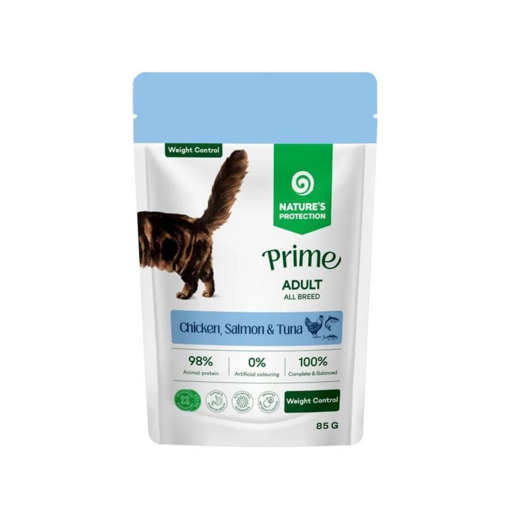 Nature's Protection Prime Weight Control Pollo Salmone e Tonno 85g Bustina per Gatti Adulti