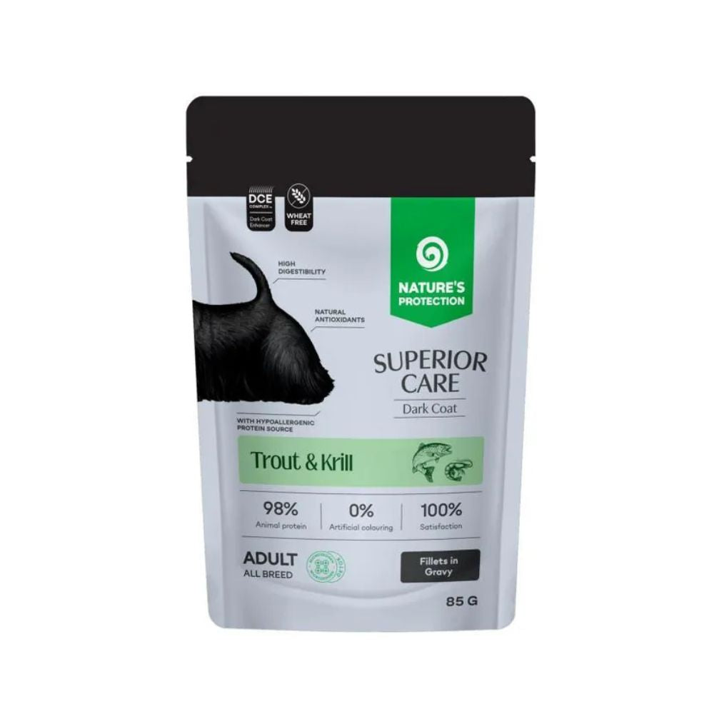 Nature's Protection Superior Care Trota e Krill 85g Bustina per Cani Adulti Dark Coat