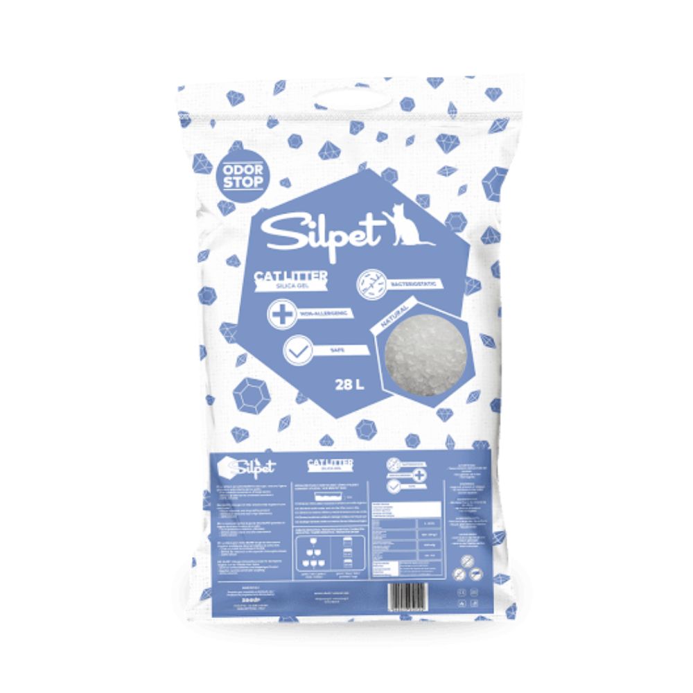 Silpet Silica Gel Naturale 28L Lettiera per Gatti al Silicio