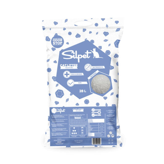 Silpet Silica Gel Naturale 28L Lettiera per Gatti al Silicio