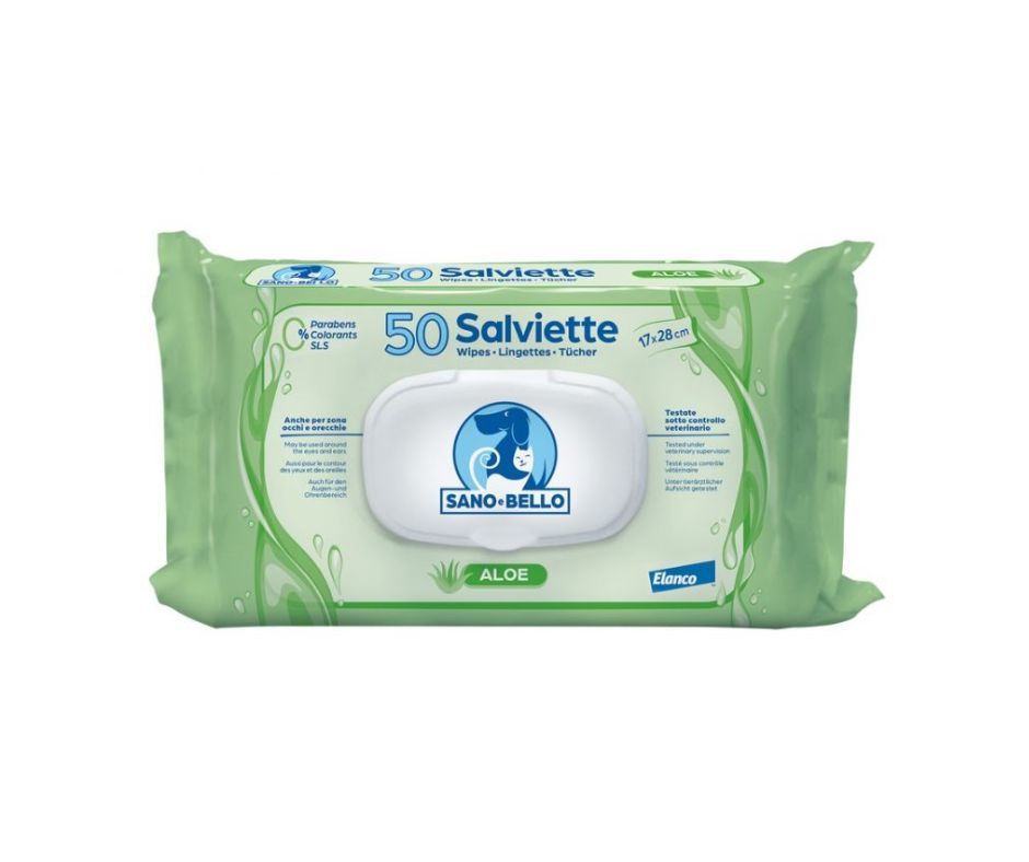 Elanco Sano e Bello Salviette Aloe 50pz per Cani e Gatti - Animaliapet