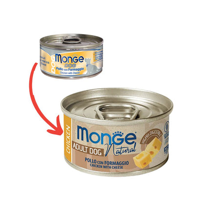 Monge Dog Natural Pollo Con Formaggio 95g Lattina Cani Adulti