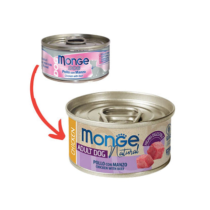 Monge Dog Natural Pollo Con Manzo 95g Lattina Cani Adulti