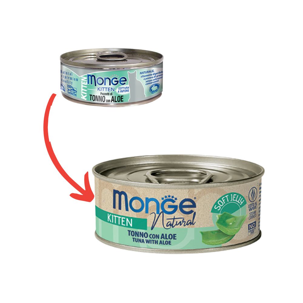 Monge Natural Kitten Tonno con Aloe 80g Lattina Gattini