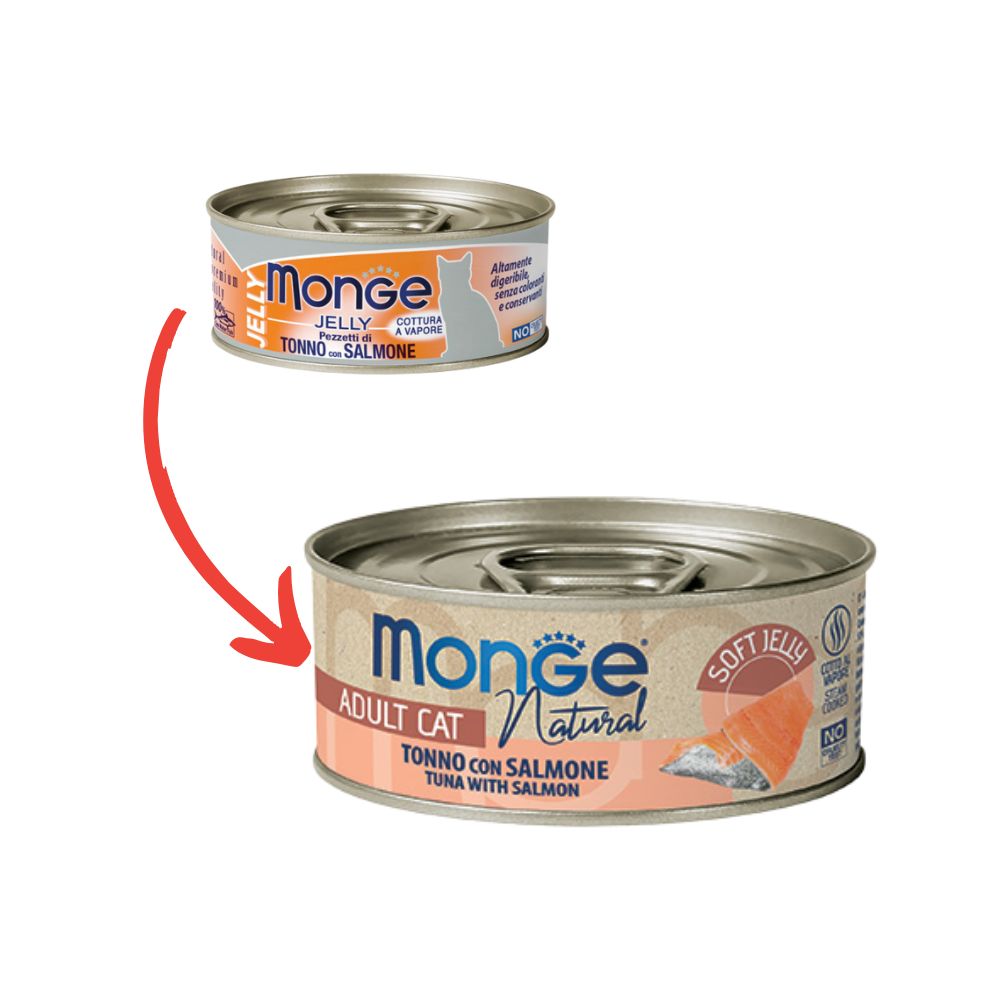 Monge Natural Tonno con Salmone in Jelly 80g Lattina Gatti Adulti