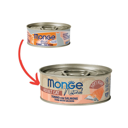 Monge Natural Tonno con Salmone in Jelly 80g Lattina Gatti Adulti