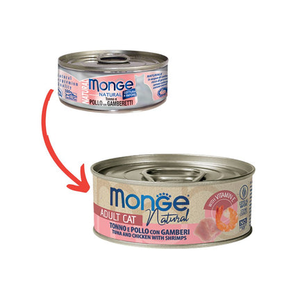 Monge Natural Tonno e Pollo con Gamberetti Lattina 80g Gatti Adulti