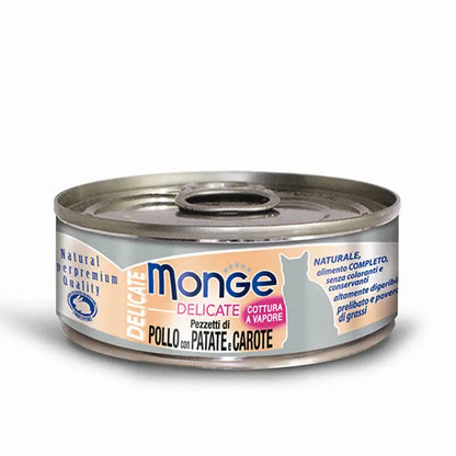 Monge Delicate Pezzetti Di Pollo Con Patate e Carote Lattina 80g GattiLattina Umido GattiAnimaliapet