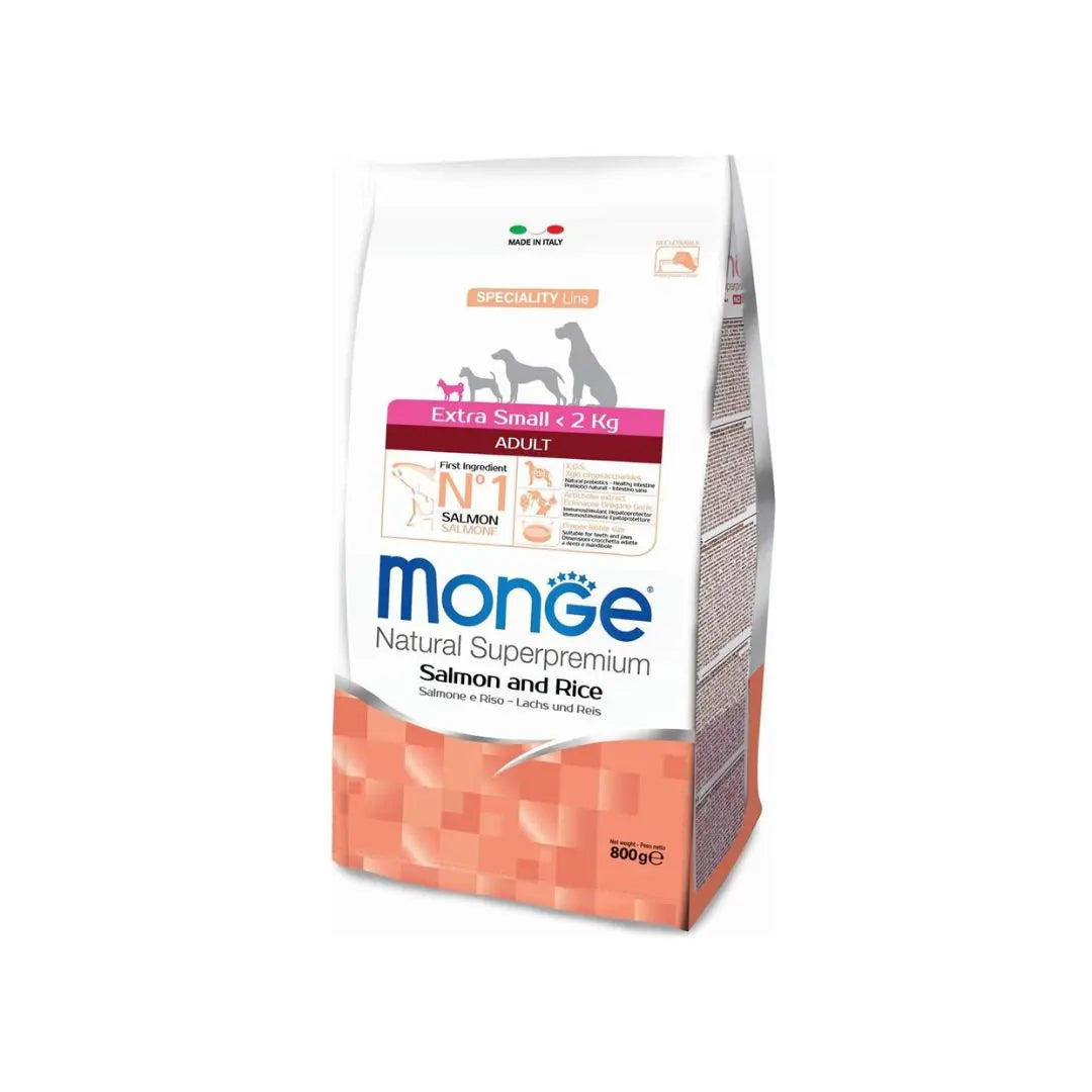 Monge Speciality Line Extra Small Adult Salmone e Riso 800g CrocchetteCrocchette CaniAnimaliapet