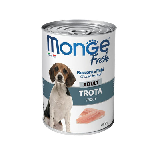 Monge Fresh Bocconi In Paté Con Trota 400g Lattina Cani