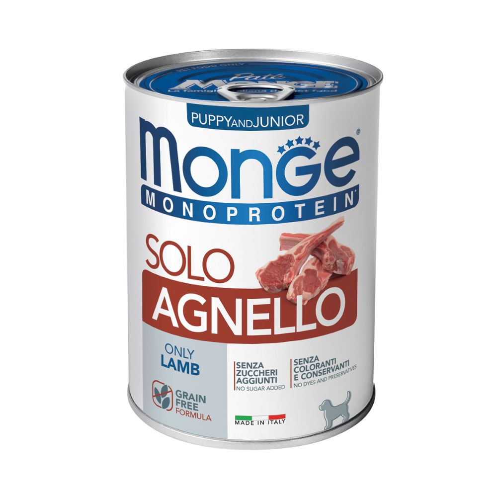 Monge Monoprotein Patè Solo Agnello 400g Puppy Lattina Cani Cuccioli