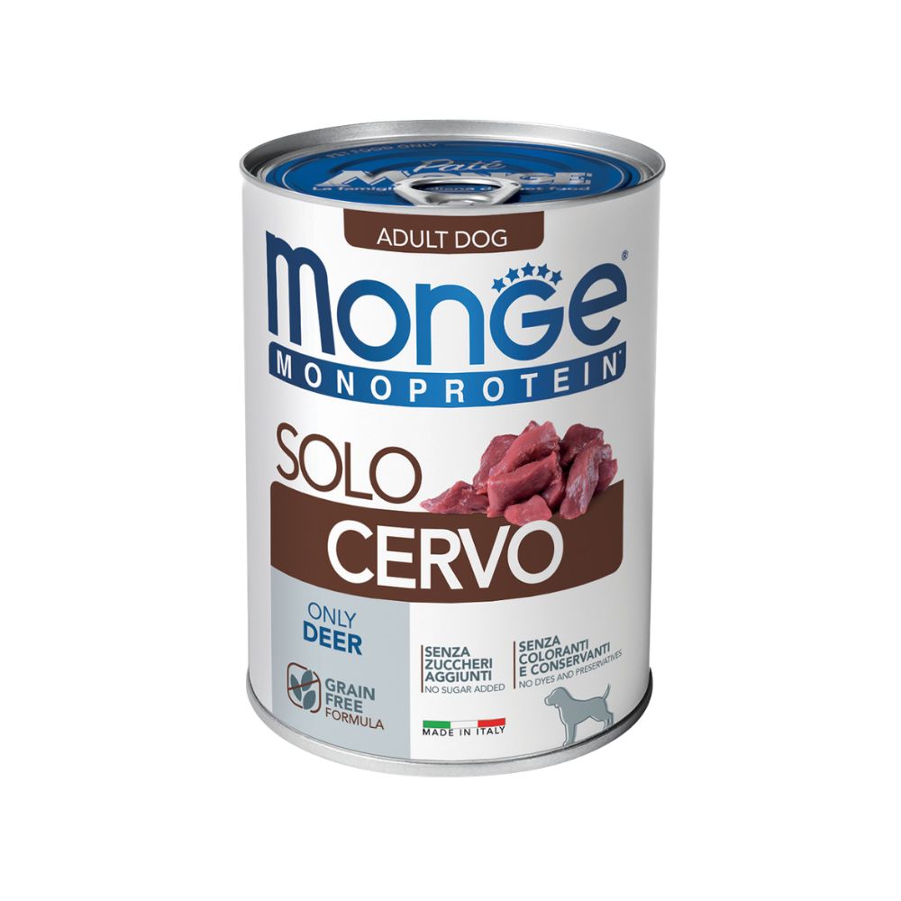 Monge Monoprotein Patè Solo Cervo 400g Lattina Cani Adulti