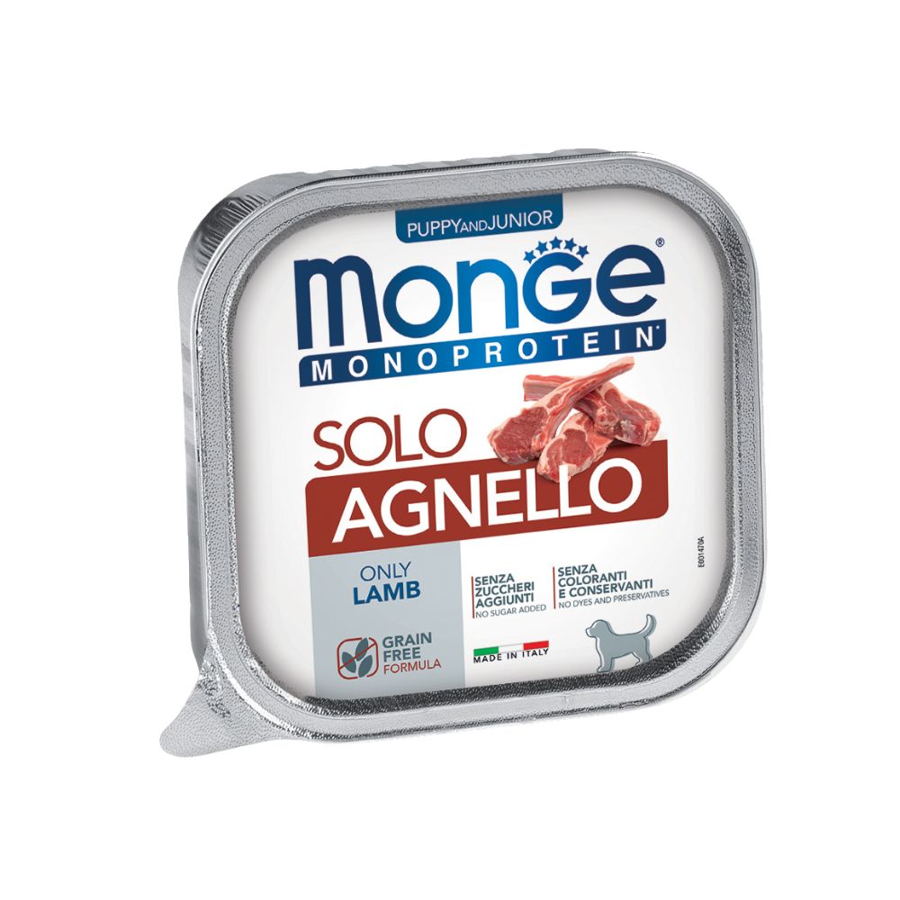 Monge Monoprotein Patè Solo Agnello 150g Puppy Vaschette Cani Cuccioli