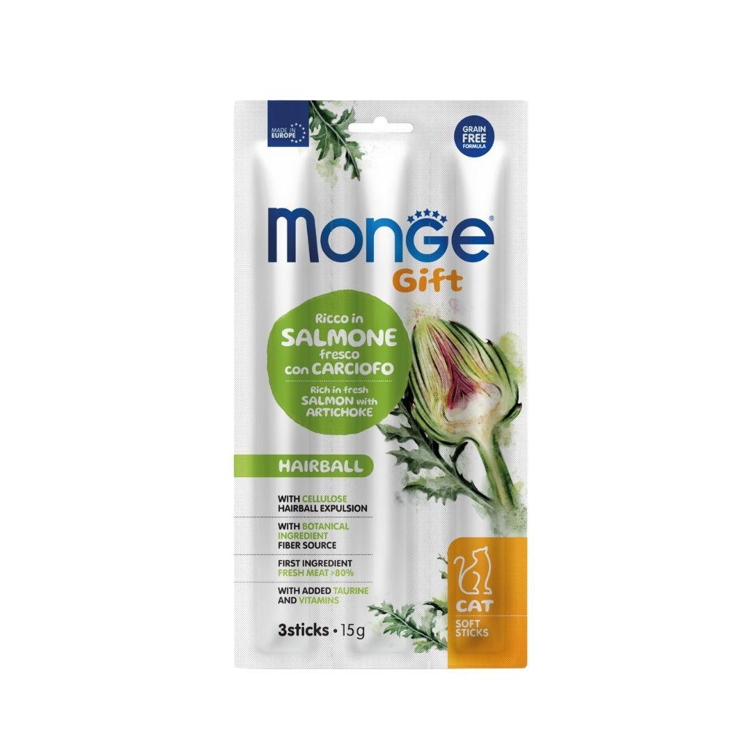 Monge Gift Sticks Hairball Salmone e Carciofo 15g Snack Gatti Monge