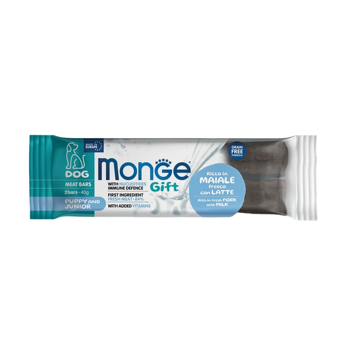 Monge Gift Meat Bars Puppy e Junior Maiale e Latte 40g Snack Cani Monge