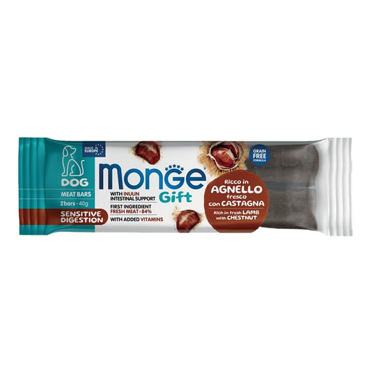 Monge Gift Meat Bars Sensitive Digestion Agnello e Castagna 40g Snack Cani Monge
