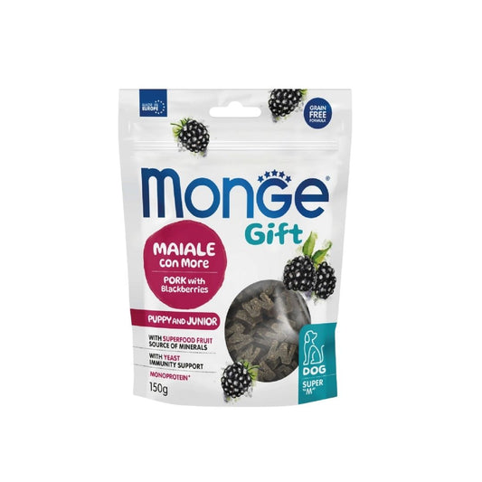 Monge Gift Super M Puppy e Junior Maiale e More 150g Snack Cani Cuccioli Monge