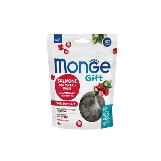 Monge Gift Super M Skin Support Salmone e Mirtilli Rossi 150g Snack Cani Monge